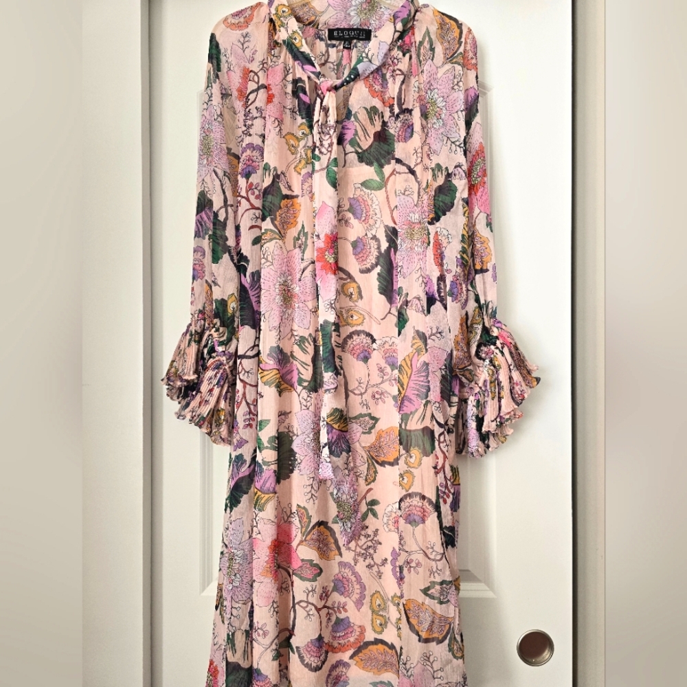 Eloquii Floral Print Dress - Pink and Purple